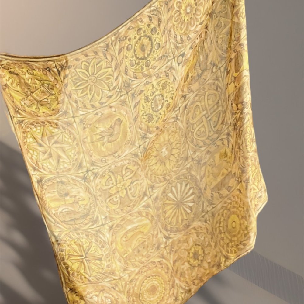 Liberty Of London Silk Scarf Animal & Celestial Whimsical Print